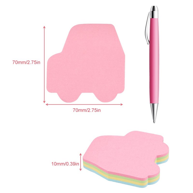 GTHER 4PCS Car Shaped Sticky Notes, Colored Sticky Notes Car Pink Blue Green Yellow Cute Fun Cool Self-Adhesive Note for Kids School Classroom Office College (Car) - Image 4